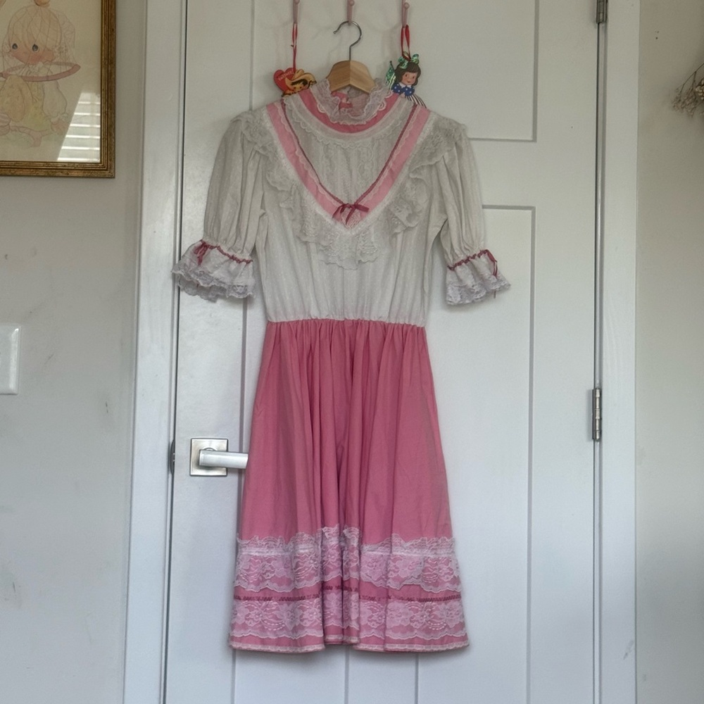 🎀 Vintage Homemade Pink Prairie Dress